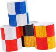 HEALSOPTHY 4rolls Reflective Warning Tape High Visibility Safety Stickers for Vehicles Weatherproof Reflective Strips for Nighttime Conspicuity for Road Markings and Transport Facilities