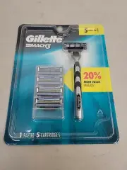 Gillette Mach 3 , 1 razor plus 5 cartridges Brand New o1025