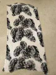 Tasha black, white, gray scarf - NWT 40" x 77"