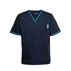 Adults Plain Contrast Colour Scrubs Top | Mens Corporate Professional Care Shirt
