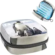 Period Bag,Sanitary Napkin Storage Bag,Antarctic Penguins Family,Tampon Bag for Purse