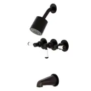 Kingston Brass KBX8135DPL Triple-Handle Tub and Shower Faucet, Bronze