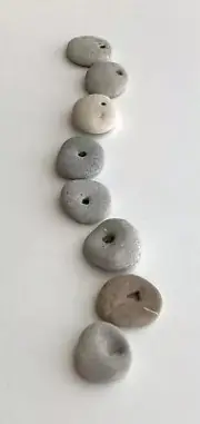 8 Natural Holey Beach Rocks Hag Fairy Stones Wish Magic Mystic smooth Bead #U US
