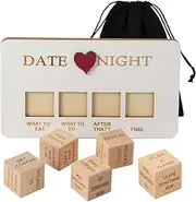Date Night Dice for Couples,Fun Night Dating Decision Dice,Wooden Couple Dating Fun dice, Love Dice, Food Decision Dice, Date Ideas for Couples,Gifts for Boyfriend-Girlfriend