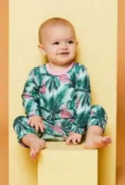 BNWT Pumpkin Patch Flamingo Palm Organic Cotton Bodysuit SZ 0 RRP$29.95