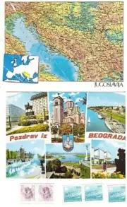 Jugosalavija Beograda and Pozdrav iv Postcards Lot Vintage 80's + Stamps