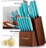 Kitchen Knife Set Block German Stainless Steel, 15-Pieces Kitchen Knives