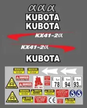 Decal Sticker set. KUBOTA KX41-2 Mini Digger Pelle Bagger Excavator