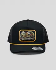 [The Mad Hueys] The Mad Hueys Men's Frothin Out Twill Trucker Cap in Black One Size Black