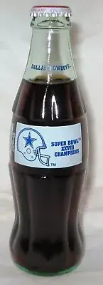 Coca-Cola Dallas Cowboys Super Bowl 28 Champions Coke Bottle Boys and Bills