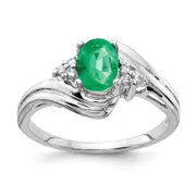 Solid 14k White Gold 7x5mm Oval Simulated Emerald VS CZ Ring
