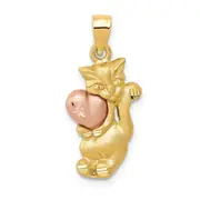 14k Two-tone Gold Two-tone Gold Cat Charm