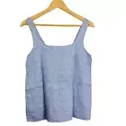 Tahari Square Neckline Sleeveless Hemp Blend Light Blue Top Sz XS