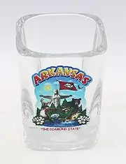 Arkansas State Montage Square Shot Glass Glassware