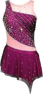 [Zagitova] Figure Skating Dress for Women Gradient Graceful Open Back with Shiny Rhinestone Girls Sleeveless Ice Ballet Tutu Dress