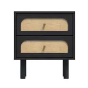 2 Drawer Black Bedside Table with Dresser