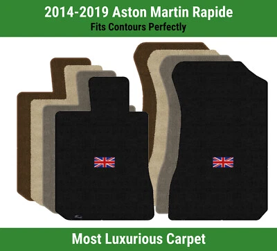 Lloyd Luxe Front Carpet Mats for '14-19 Aston Martin Rapide w/British Flag Logo (for: Aston Martin)