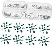 120pcs Nail Art Gems Kit Flatback Rhinestones 12 Grids for DIY Manicure Women's Nail Polish Decorations
