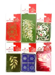 Vintage Hallmark Christmas Gift Tags 6 Package Lot 60 Cards Tie On String Cord