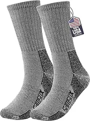 [SAMSOX] 1-Pair Merino Wool Boot Socks, Made in USA, Extended Crew with Cushion, Tactical Socks for Hunting (Unisex)
