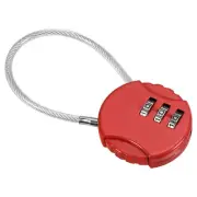 Small Combination Lock 3 Digit Luggage Padlock with 4.7 Inch Wire Red