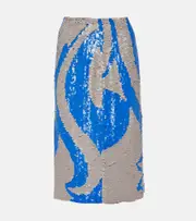 [Dries Van Noten] Dries Van Noten Sequined midi skirt AU 10 blue