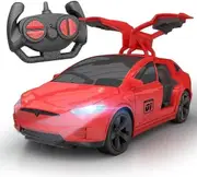 New Year Christmas 4-channel Tesla Dynamic Elegant Remote Control Car Rc Vehicle Gifts For Children Dynamic Remote Control Car Rechargeable 24g1 Red