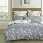 Fabric Fantastic Tree Reversible Queen Size Grey Quilt/doona/duvet Cover Set