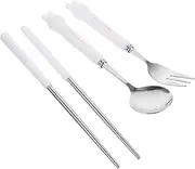 Sosoport 1 Set Portable Cutlery Set Children Flatware Kits Lunch Silverware with Case Travel Utensils with Case Travel Cutlery Scoops Spoons Pp White Travel Spoon Toddler Camping