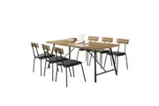Vegas 6 Seater Dining Set 1.6m Rectangular Dining Table & 6 Dining Chairs - Maple