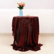 Round Sparkling Burgundy Red Sequin Tablecloth - 4 Sizes