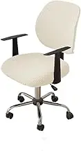Office Split Chair Cover Rotating Lift Stretch Thickened Computer Back Seat Cover Anti Slipcovers Removable Seat Protector(White)