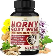 Horny Goat Weed For Men and Women with Maca, Tribulus, Ginseng, Ashwagandha, Tongkat Ali - 120 Capsules for 4 Month Supply
