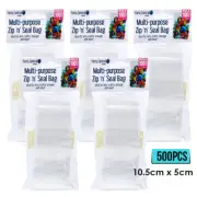 500PCS Small Bags Plastic Clear Baggie Grip Zip Lock Resalable Zipper AU