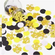 Buzzing Bee Party Pack - 360 Gold Glitter & Yellow Black Circle Confetti for Bee