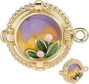 Beebeecraft 1 Box of 2 Bracelet Clasps and Clasps, 18 Carat Gold-Plated Brass Enamel 3D Flower Box Clasp Connector for Jewellery Making Necklace DIY
