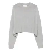 [Lisa Yang] Lisa Yang Cropped Round-neck Jumper I NUMERIC GREY