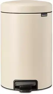 New Icon Step Trash Can (3.2 Gal/Soft Beige) Soft Closing Kitchen Garbage/Recycl