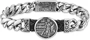 [HZMAN] 8.5Inch Cuban Link Bracelet for Men Silver Stainless Steel Heavy Biker Link Bracelet