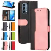 For Oneplus Nord 2 CE N200 5G Stitching Flip Stand Card Slots Phone Case+Strap