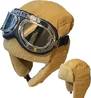 Pilot Hat With Goggles,Winter Pilot Hat Costume Accessories | Adjustable Beanie With Goggles For Men Women, Pilot Gifts Aviation Men For Mountain Climbing Foccar