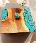 30" Square Ocean Wave Epoxy Resin Table Top Console Bar Furniture Hotel Desk Dec