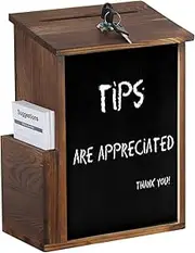 Wooden Wall Mounted Ballot Comment Charity Donation Box with Key & Writing Board