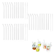 3 Sets Glass Drinking Straws Reusable Transparent Straight or Bent Straws Set with Cleaning Brushes