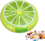 7 Day Pill Dispenser - Weekly Pill Organizer, Weekly Pill Case | Portable Round Pill Storage Box, Pill Dispenser Fruit-Shaped Design Storage Supplies for, Candy, Pillls (9 x 2.2cm)