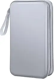 CD Case Wallet, 80 Capacity DVD VCD Media Blu-ray Case Wallet Holder Storage Organizer (Silver)