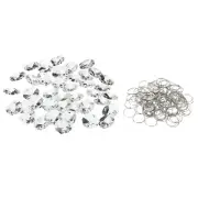 K9 Crystal Octagon Beads 2 Holes Pendants with Ring, 50 Pack 18mm Clear