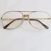 Aviator Large Bifocal Reading Glasses Men's Gold Metal Frame +1.25 Lens Power