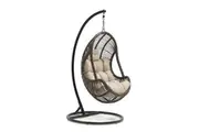Hammock Swing Chair Outdoor Indoor Hanging Rattan w/ Stand Cushion Dark Brown