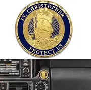Anwlki Saint Christopher Car Badges, Diameter 4 cm, Saint Christopher Medal Protect Us Come Good Home Gift with 1 Magnet Iron Piece and 3 Double-Sided Adhesive Stickers (Gold)